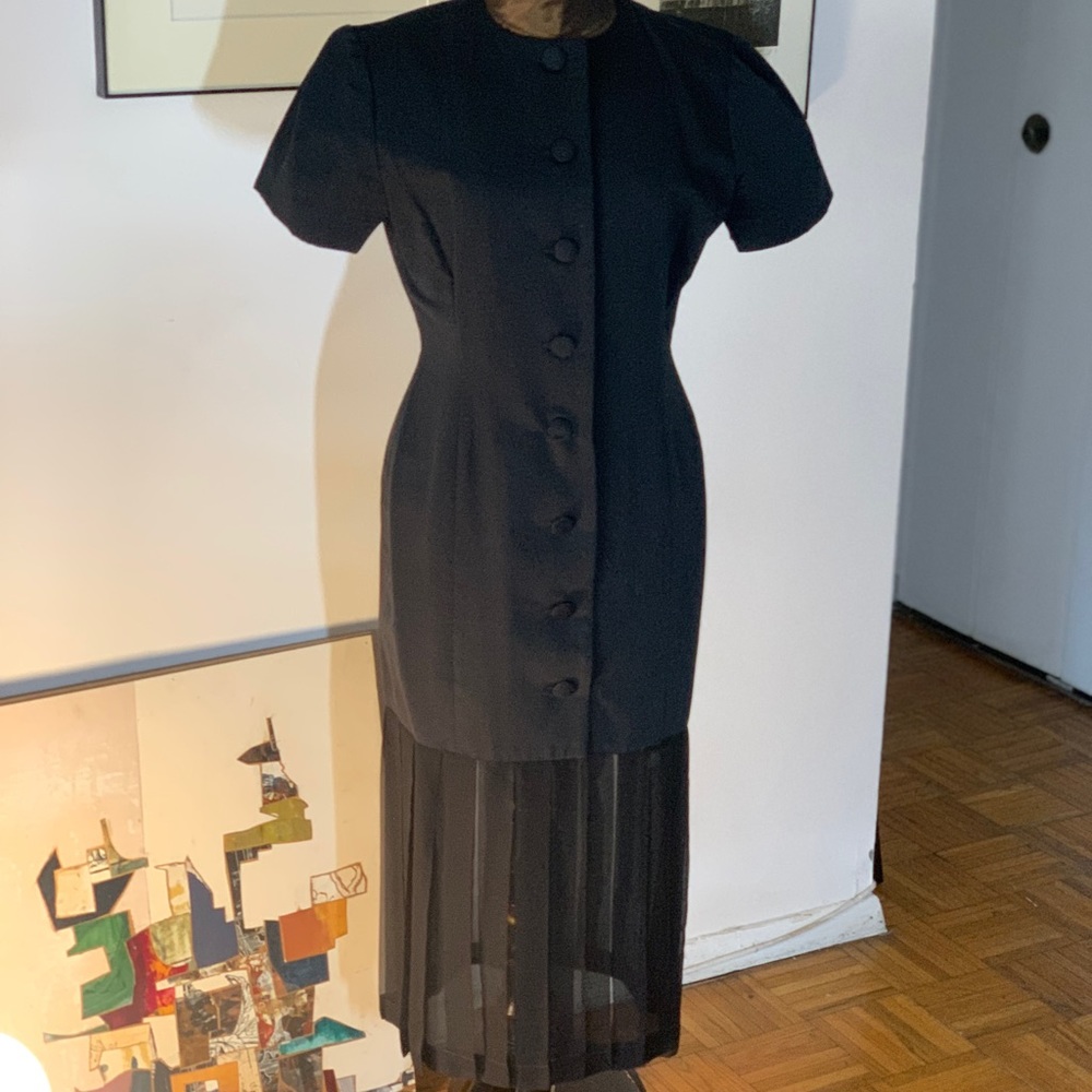 Laurence Seger - Vintage Cotton & Silk Black Dress - Size 40 (FR)